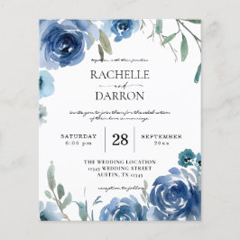 Budget Dusty Blue Floral Wedding Flyer