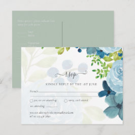 Budget Dusty Blue Floral Wedding Postkarte