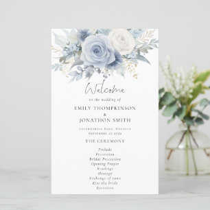 Budget Dusty Blue Florals Programme de mariage
