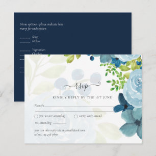 Budget Dusty Blue Flowers Sage Wedding Postkarte