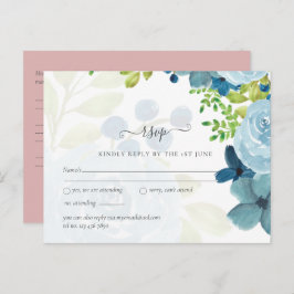 Budget Dusty Blue Flowers Sage Wedding Postkarte