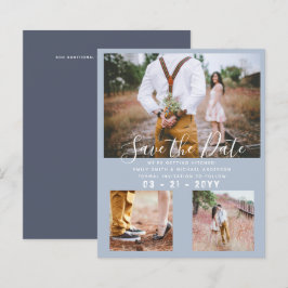 Budget Dusty Blue Foto Collage Save the Date