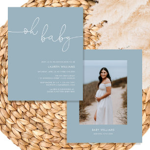Budget Dusty Blue Foto Oh Baby Dusche Flyer