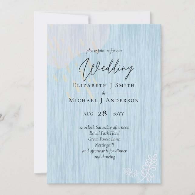 Budget Dusty Blue Gold Hochzeitskript (Vorderseite)