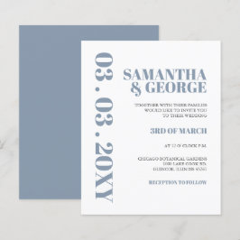 Budget Dusty Blue Modern Wedding Einladung