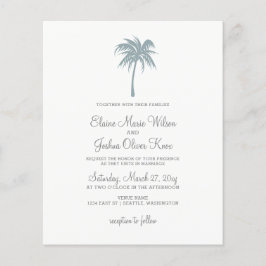 Budget Dusty Blue Palm Tree Hochzeitseinladungen