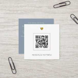 Budget Dusty Blue QR Code Hochzeit Einladung