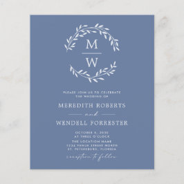 Budget Dusty Blue QR Code Monogram Wedding Flyer