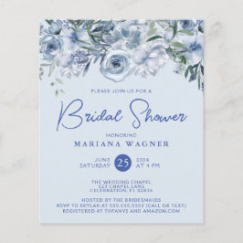 Budget Dusty Blue Romantic Floral Brautparty