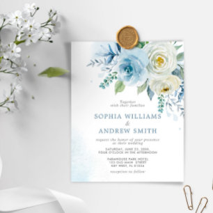 Budget Dusty Blue Rose Blumenwettbewerb Einladung