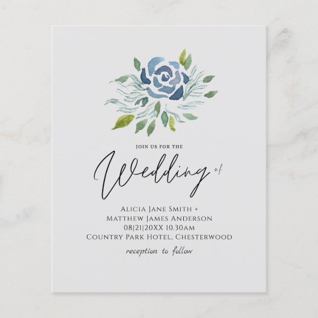 Budget Dusty Blue Sage Green Floral Wedite (Vorderseite)