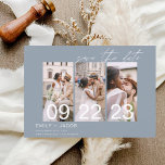 Budget Dusty Blue Save the Date 3 Foto Flyer<br><div class="desc">Erhöhen Sie Ihre Hochzeitsankündigung mit unserem Budget Dusty Blue Save the Date 3 Foto Einladung, eine stilvolle und dennoch erschwingliche Art, den Ton für Ihren besonderen Tag Set. Diese Einladung verbindet die moderne Ästhetik mit einer zeitlosen, staubblauen Farbe und schafft so ein elegantes, preiswertes Aussehen. Mit Platz für drei Ihrer...</div>