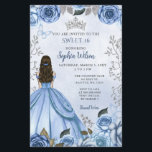 Budget Dusty Blue Silver Blumendruckerin Sweet 16<br><div class="desc">Budget Elegant Dusty Blue Silver Butterfly BlumenPrinzessin Sweet 16 Einladung</div>