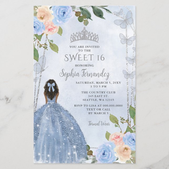 Budget Dusty Blue Silver Blumendruckerin Sweet 16 (Vorderseite)