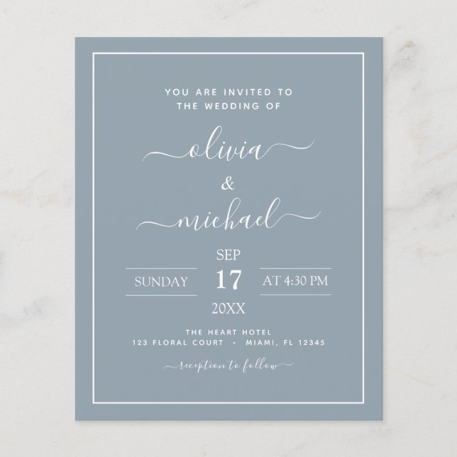 Budget Dusty Blue Wedding mit Foto Einladung Fl Flyer (Vorne)
