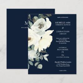 Budget Dusty Blue & White auf Navy Floral Wedding