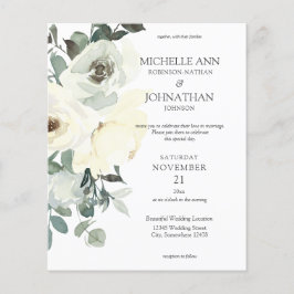 Budget Dusty Blue & White Floral 2 Wedding Flyer