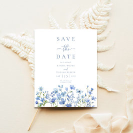 Budget Dusty Blue Wildblume Wedding Save the Date