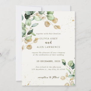 Budget Dusty Elegant Grüne Hochzeit Einladung