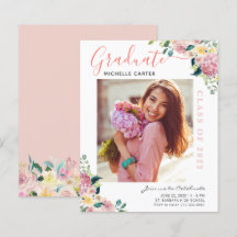 Budget Dusty Floral Foto Abschluss Ankündigung