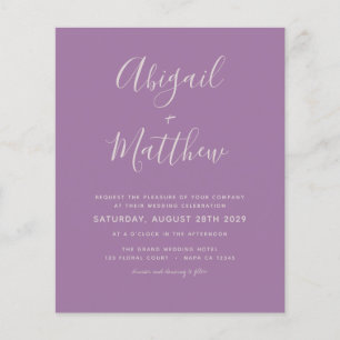 Budget Dusty Lila Simple Wedding Einladung