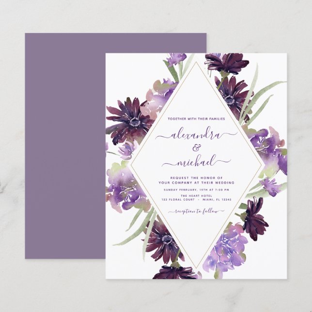 Budget Dusty Lila Wedding Blumengrün (Vorne/Hinten)