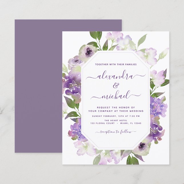 Budget Dusty Lila Wedding Blumengrün (Vorne/Hinten)