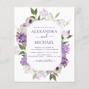 Budget Dusty Lila Wedding Blumengrün Flyer