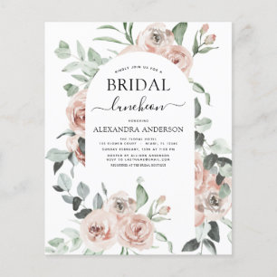 Budget Dusty Pink Brautparty Luncheon Flyer