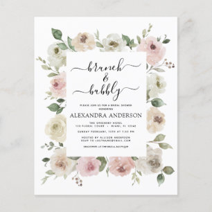 Budget Dusty Pink Brunch & Bubbly Brautparty Flyer