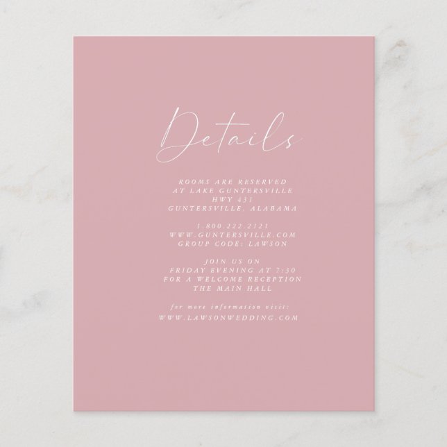Budget Dusty Pink Details Card | Flyer (Vorne)