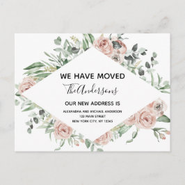 Budget Dusty Pink Floral Moving Ankündigung Postkarte