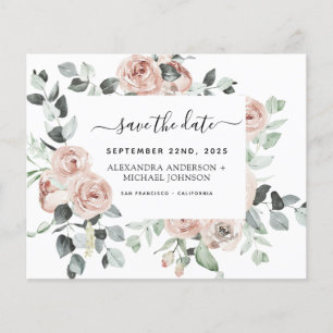 Budget Dusty Pink Floral Save the Date Einladung Flyer