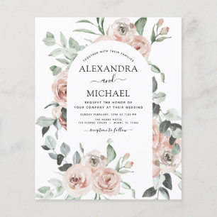 Budget Dusty Pink Grüne Einladungen Hochzeit Flyer