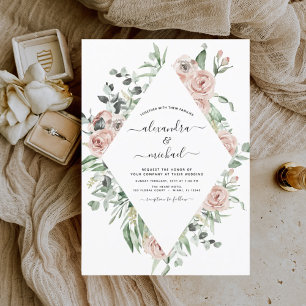 Budget Dusty Pink Grüne Hochzeit Einladung