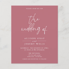 Budget Dusty Pink Hochzeit Einladung Flyer