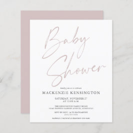 Budget Dusty Pink Script Mädchen Dusche einladen