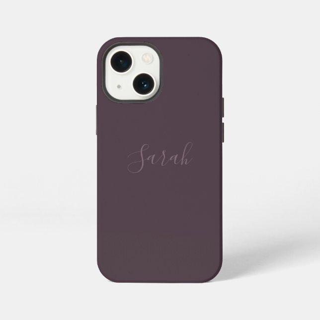 Budget Dusty Plum mit Namen iPhone 13 Mini Hülle (Rückseite)