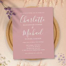 Budget Dusty Rose Chic Script Einladung