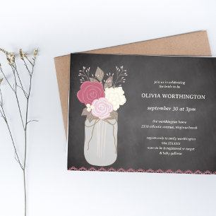 Budget Dusty Rose Floral Mason Jar Brautparty Flyer