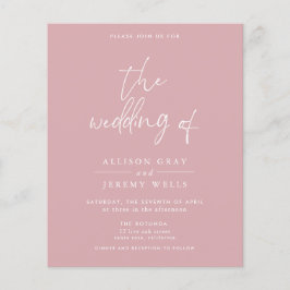 Budget Dusty Rose Floral Wedding Einladung Flyer