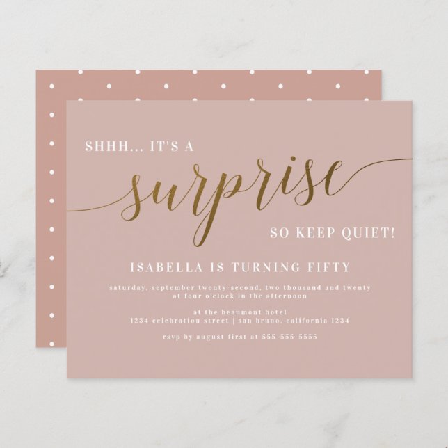 Budget Dusty Rose & Gold Überraschung Geburtstagsp (Vorne/Hinten)