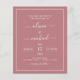 Budget Dusty Rose Hochzeit mit Foto Einladung Fl Flyer