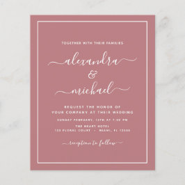 Budget Dusty Rose Hochzeit mit Foto Einladung Fl Flyer