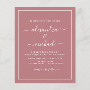 Budget Dusty Rose Hochzeit mit Foto Einladung Fl Flyer