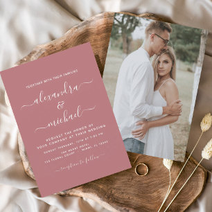 Budget Dusty Rose Hochzeit mit Foto Einladung Flyer