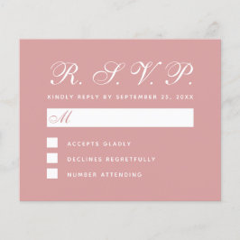 Budget Dusty Rose Pink Simple Script Wedding RSVP