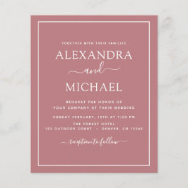 Budget Dusty Rose Pink Wedding Moderne Typografie