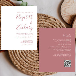 Budget Dusty Rose Script QR Code Wedite