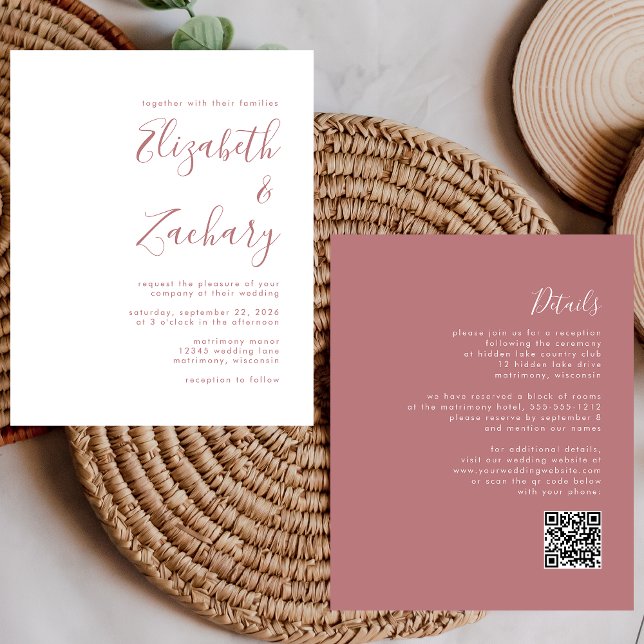 Budget Dusty Rose Script QR Code Wedite (Von Creator hochgeladen)
